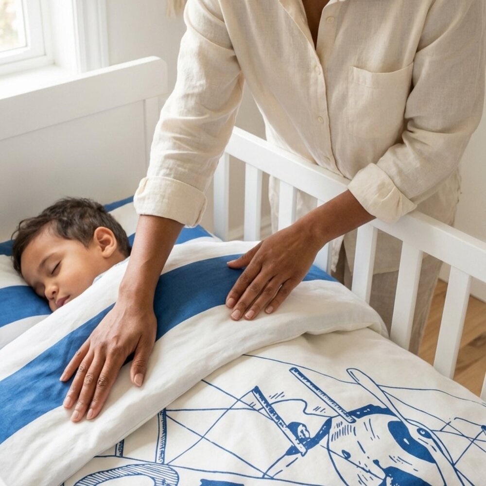 KIDS BEDDING ORGANIC COTTON BIPLANE DUVET COVER DOUBLE